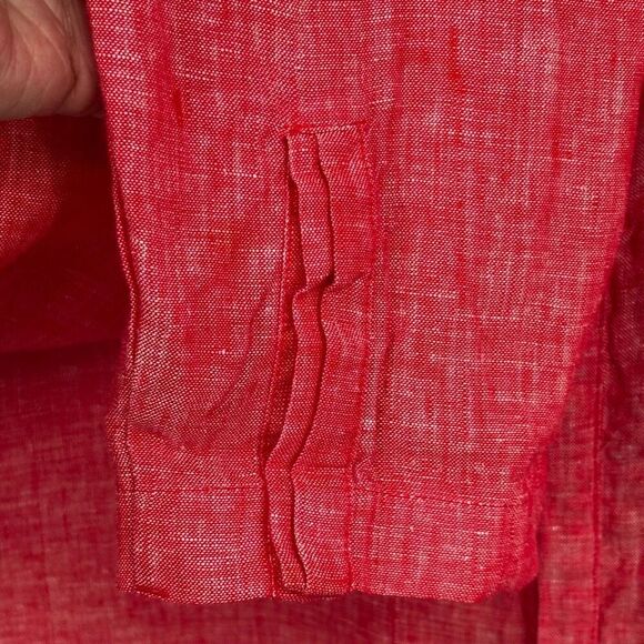 Murano Linen Long Sleeve Button Front Tunic Blouse Light Red Size Small - Picture 8 of 10